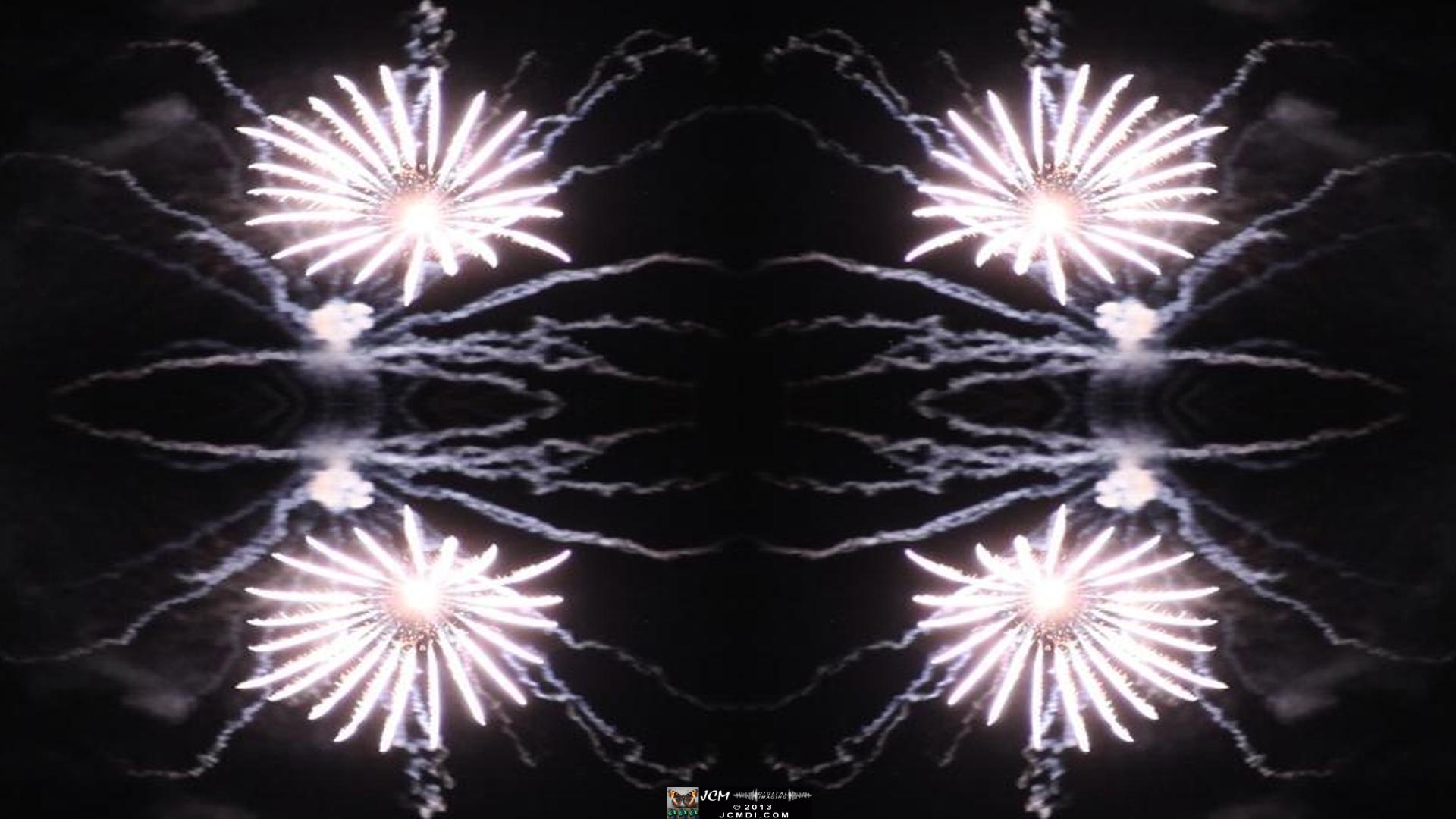 Quadroscopic art made from a digital image of fireworks taken in Castaic, California.